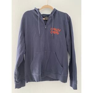 Oakley Grips Zip Up Hoodie Navy Blue with Orange Size Medium